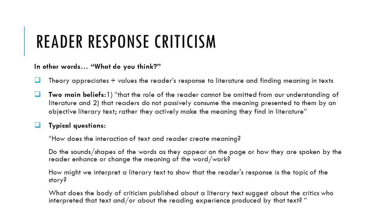 Reader response criticism literary term